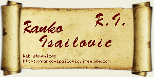 Ranko Isailović vizit kartica